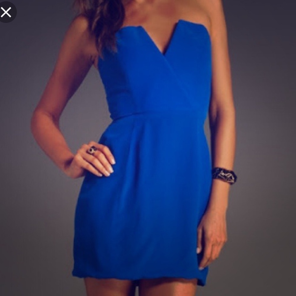 NAVEN Strapless Bombshell Dress Blue